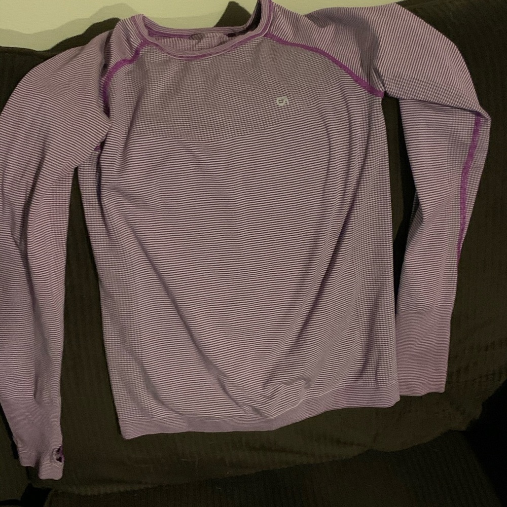 Gap fit girls long sleeve tee purple stripes